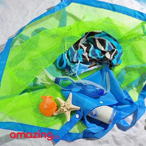 THE PACK Mesh Beach Bag, Extra Large Foldable Beach Bags, Backpack for Toys, Towels, Sand, Carry Beach Toys and Kids Play in Market, Grocery and Picnic (Large)