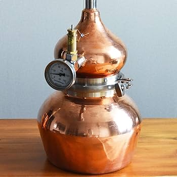 Amazon | 純銅製密造酒蒸留器、銅の密造酒蒸留所、冷却管と温度計付き