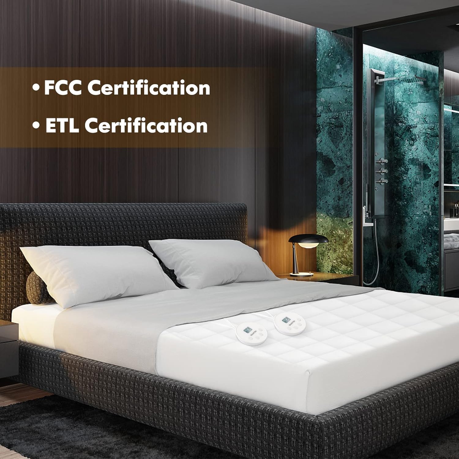 Giantex Heated Mattress Pad Queen - 60” x 80” Quilted Electric Bed Warmer w/ 10 Heating Levels, 8H Auto Off, 1-12H Timer, Double Controller, Overheat Protection, Electric Mattress Pad