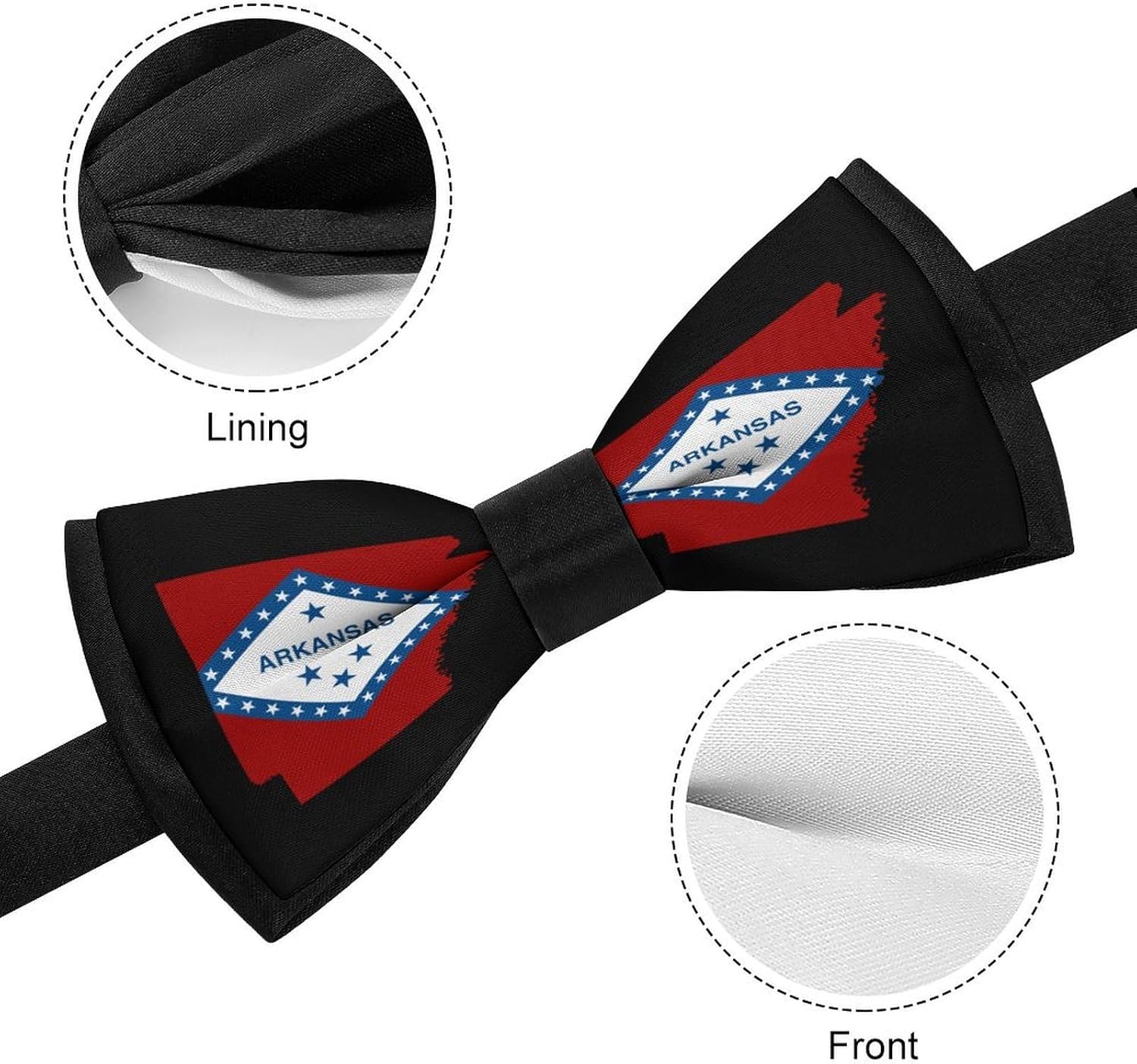 Arkansas Map Flag Novelty Men's Bow Tie Pre-tied Adjustable Bowtie Accessories for Wedding Party