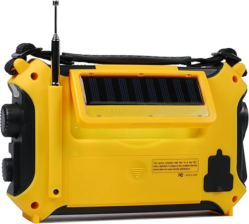 Miniatura 5 de Radio de alerta meteorológica Kaito KA500 de emergencia AMFMSW con 5 funciones Amarillo