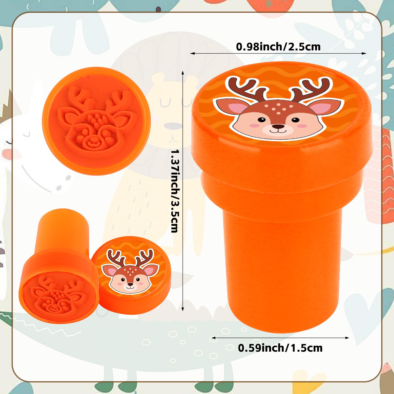 Hxezoc 24 Stück Safari-Dschungel-Tierdruck-Stempel, Mini-Stempel, bunt, selbstfärbend, Partyzubehör, sortiert, Stempel-Set für Klassenzimmer, Party, pädagogische Lernaktivitäten