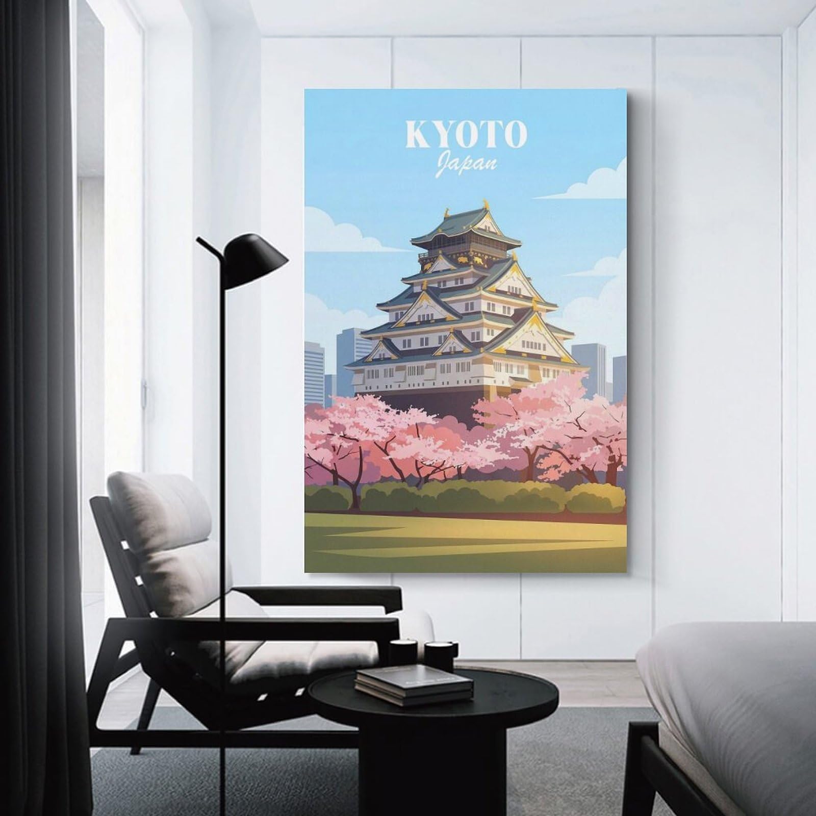 Junmoney Kyoto Japan Castle Wall Art Print, 20x30inch(50x75cm), for Living Room, Bedroom, Office Or Hallway, Canvas Wall Art That Fits Changing Layouts