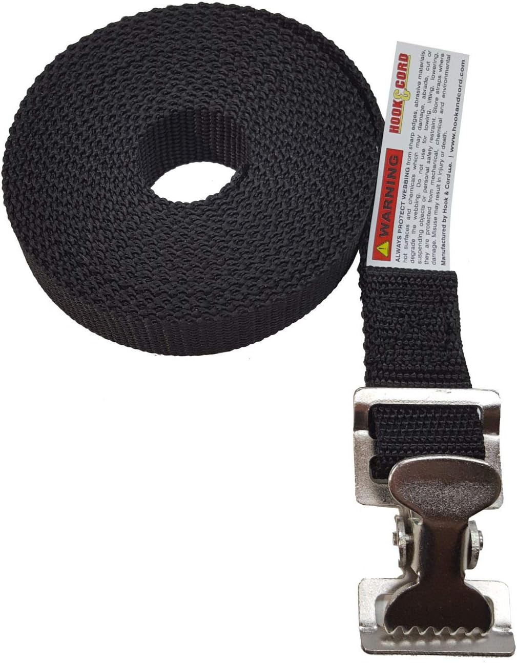 STRAPS & BUCKLES - Zinc Coated Alligator Thumb Buckle Cargo Secure Utility Lashing Strap - 1" Wide Heavy Duty Polypropylene Webbing, Also Our Rubberized Slack Keeper (2-72" • 2-144" THMB - 4PK, Black)