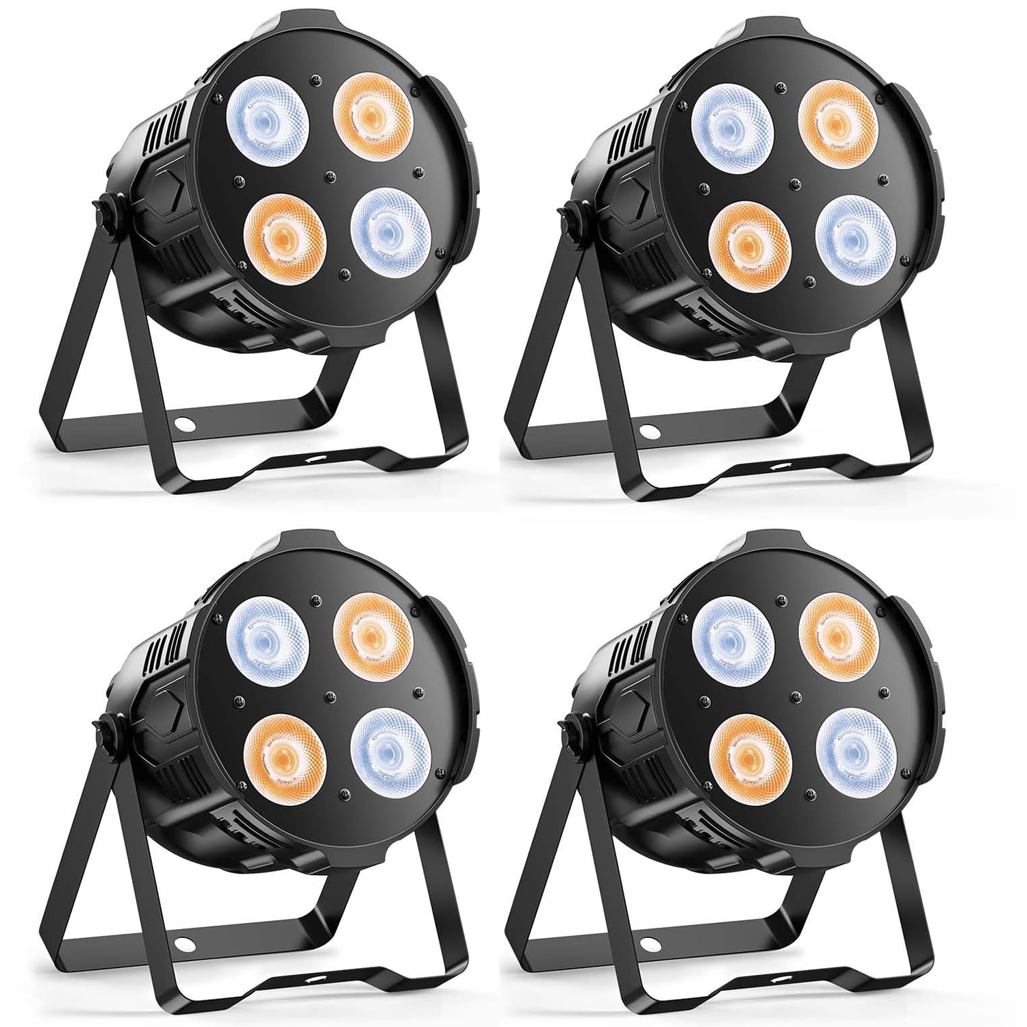 YXFAZPP COB Par Stage Lights 200W LED Spotlight Stage Lights Warm & Cool White Uplights for Events, DMX & Sound Activated Control Party Lights (4PCS)