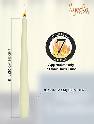 Miniatura 4 de Hyoola Velas altas cónicas  Velas cónicas  Velas sin goteo color marfil  8 pulgadas (7.9 in)  7 horas de tiempo de combustión (paquete de 30)