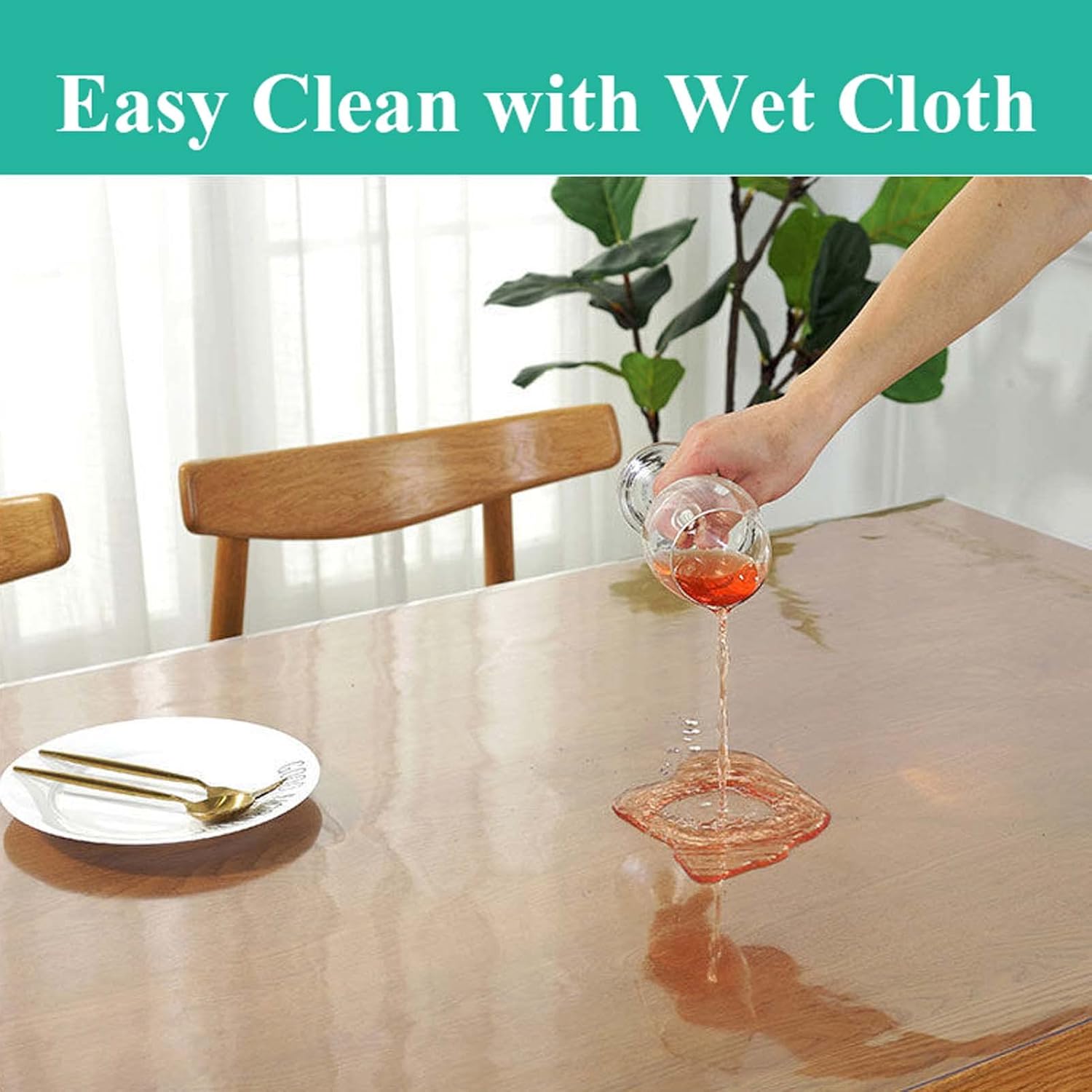 YSUEFIJO Round Vinyl Plastic Tablecloth 87in, Clear Table Cover Protector, Spillproof Dust-Proof Wrinkle Resistant Heavy Weight Table Cloth, Waterproof Table Top Protector, for Kitchen