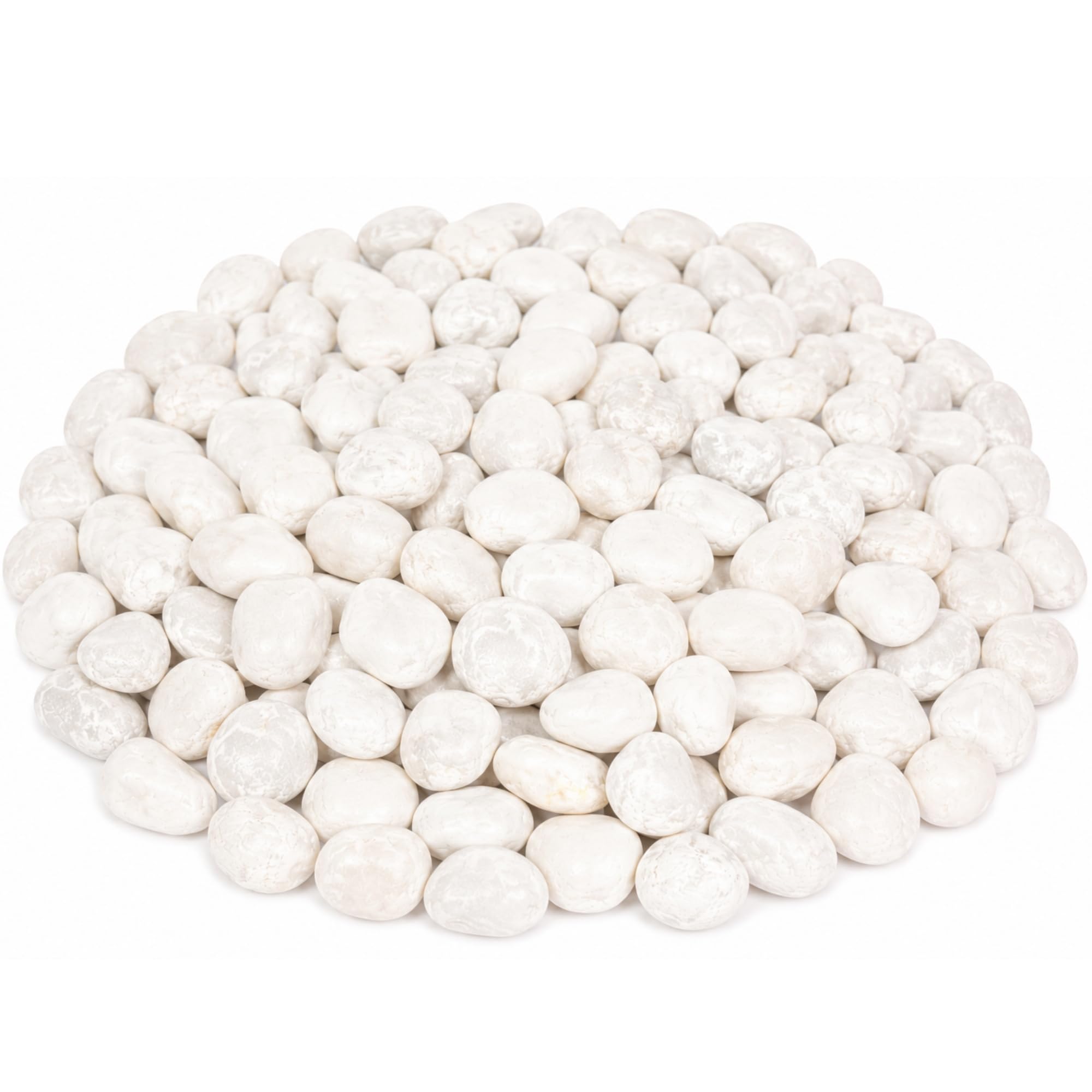 Rainbow Eco Play White Polished Pebbles, 80pk, Decorative Stones for Plant Pots, Vases & Indoor Plants, Smooth White Garden Pebbles for Home Décor, Water Features, Landscaping, Weddings & Zen Gardens