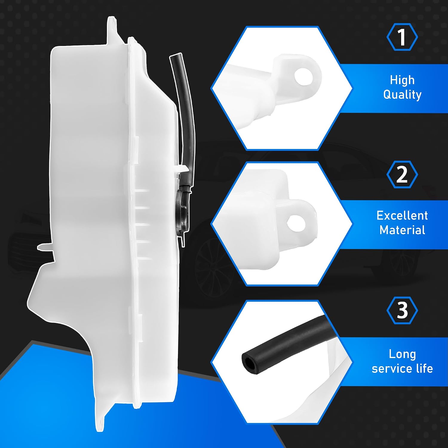 16470-0V020 Engine Coolant Expansion Reservoir Recovery Tank With Cap Compatible With 2013-2018 Toyota Avalon 2012-2017 Camry 2016-2018 Lexus ES350 Replaces TO3014135 164700V020