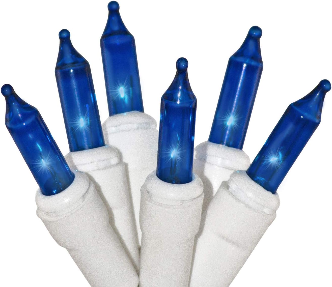612 Vermont 50 Blue Christmas Lights on a White Wire String, UL Approved, Indoor and Outdoor Use, 9 Foot of Lighted Length, 11 Foot of Total Length