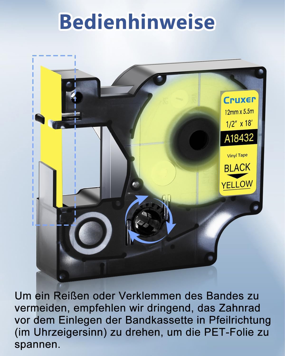 Cruxer 40-Pack Ersatz für Dymo Rhino IND 18432 Schwarz auf Orange 12 mm | 5,5 m IND Vinyl Etiketten, Kompatibel mit Dymo Rhino 1000 3000 5000 5200 4200 6000 6500 ILP219 3M PL150 Etikettendrucker