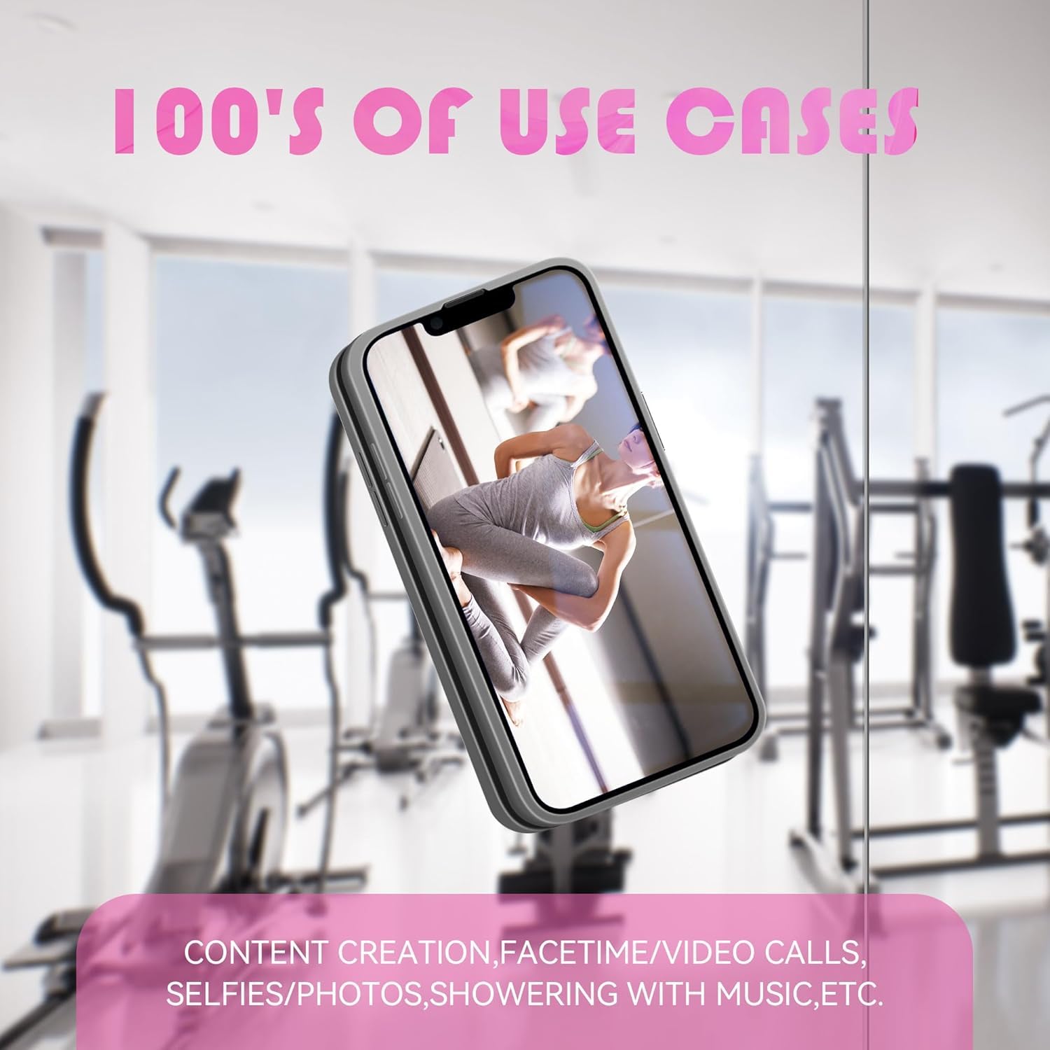 EDNITA Suction Phone Case, Phone Suction Sticker, Silicone Suction Phone Case for Hands-Free Mobile Accessory Holder Grip, Video Phone Accessory Compatible Mirror, Shower-(Pink) 11