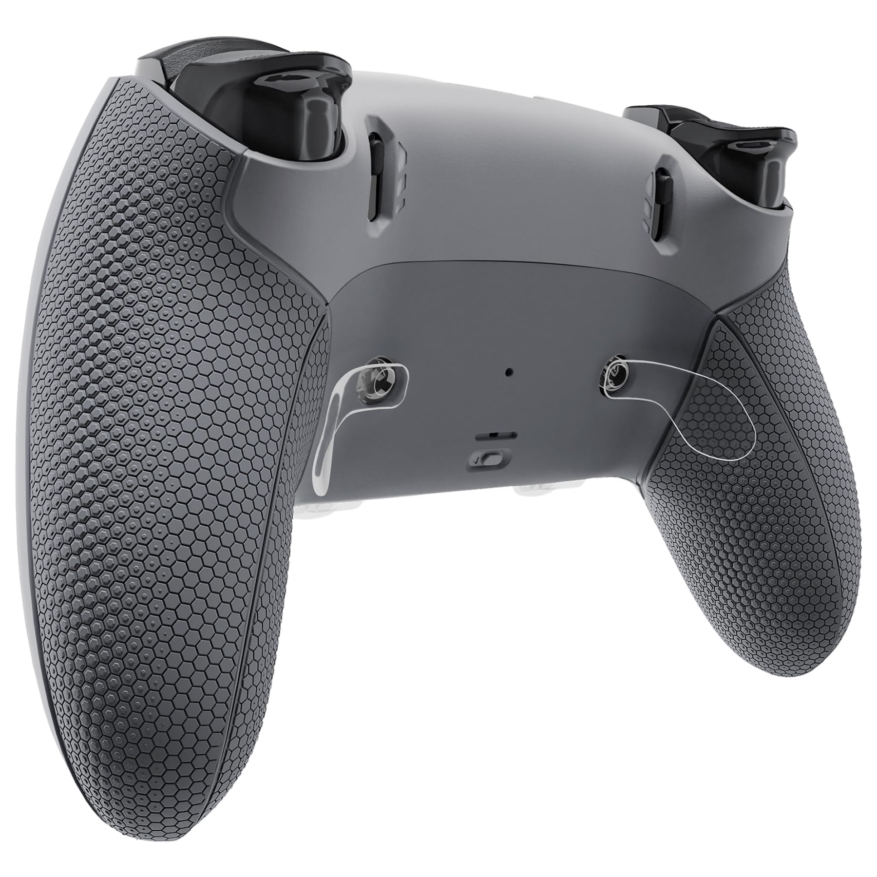 eXtremeRate Beyond ARC Full Gehäuse Set kompatibel mit ps5 Edge Controller, Gummiert Griff Rückgehäuse/Custom Faceplate/Deko Zierleiste&Tauschbare Joysticks/Tasten Zubehör Set-Grau