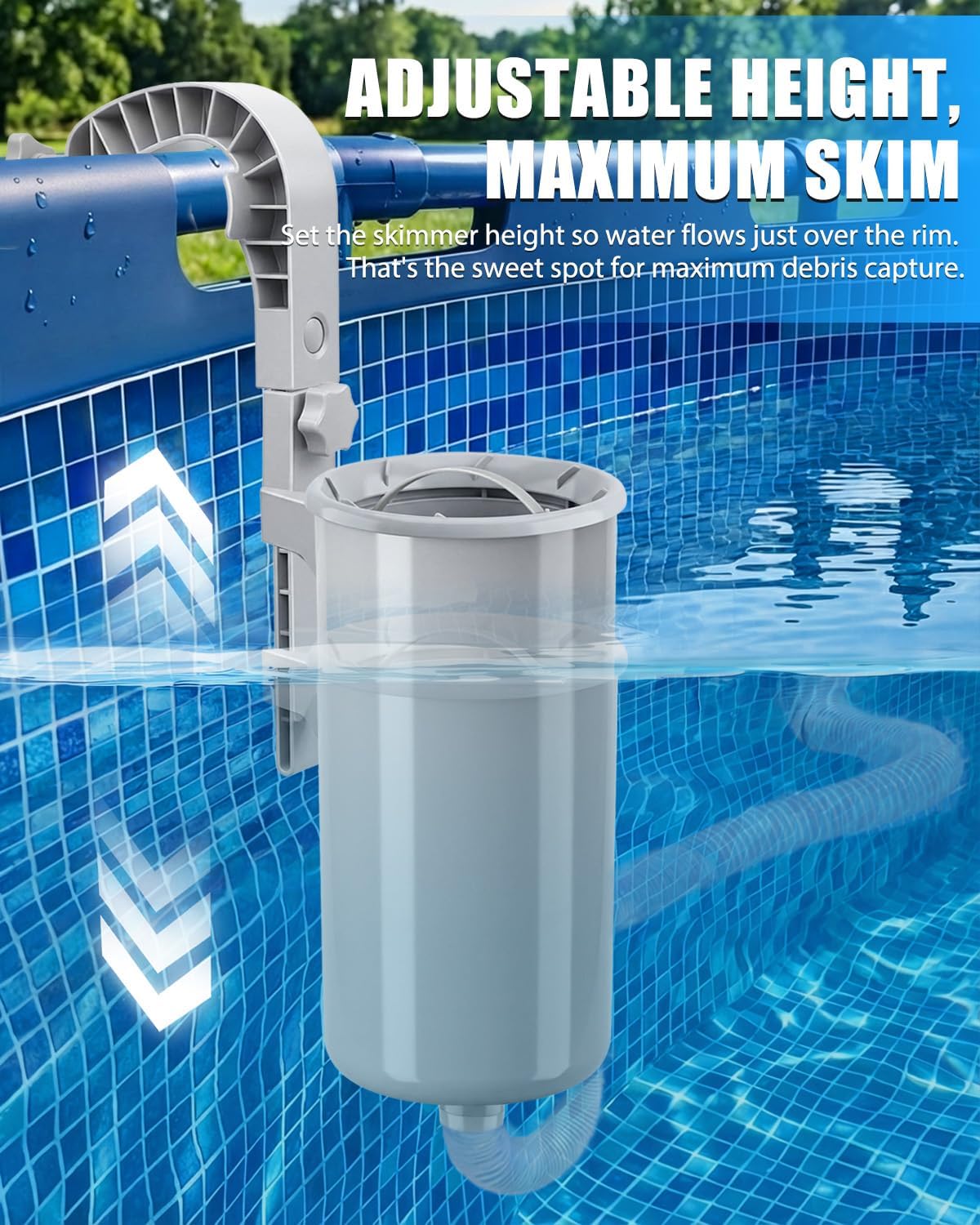 Pool Skimmer, Above Ground Pool Skimmer with 10 Pcs Skimmers Socks, Floating Pools Surface Skimmers Basket, Wall Mount Pools Maintenance Accessories for Inflatable and Metal Frames