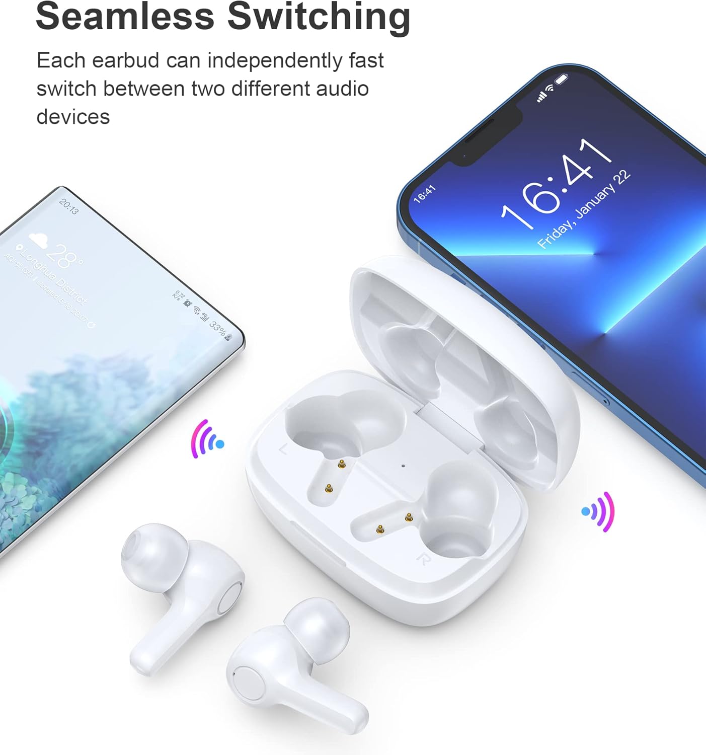 Graphic showing seamless switching between two devices