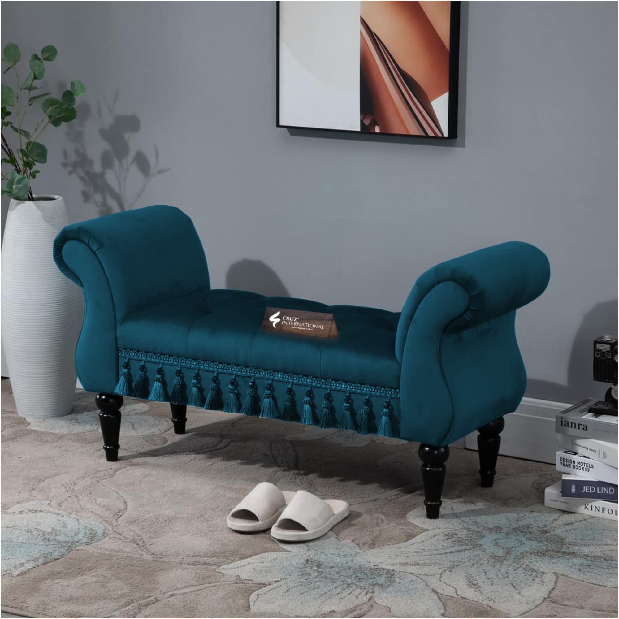 CRUZ INTERNATIONAL - online shopping-be ready ! Modern Settee/Lounger/Black (Dark Sky Blue)