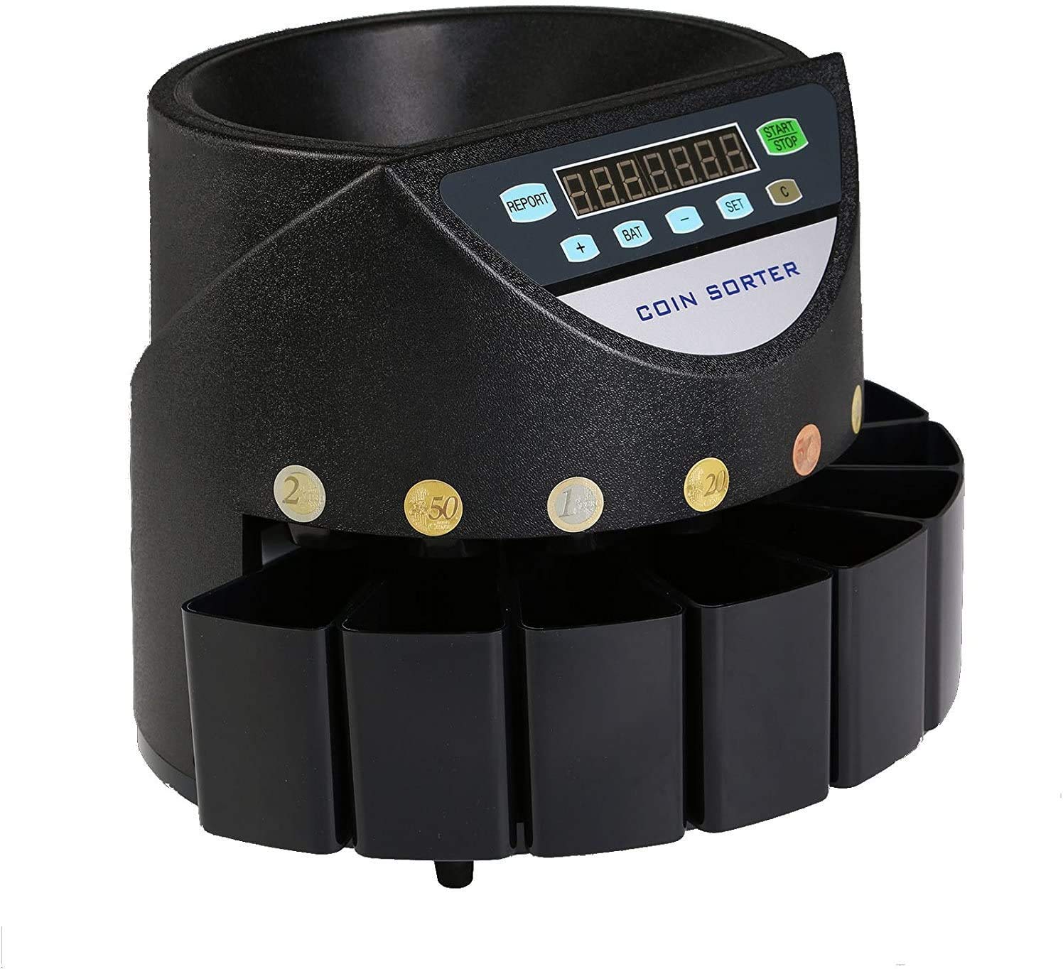 Contamonete elettrico Euro per monete e monete (nero)