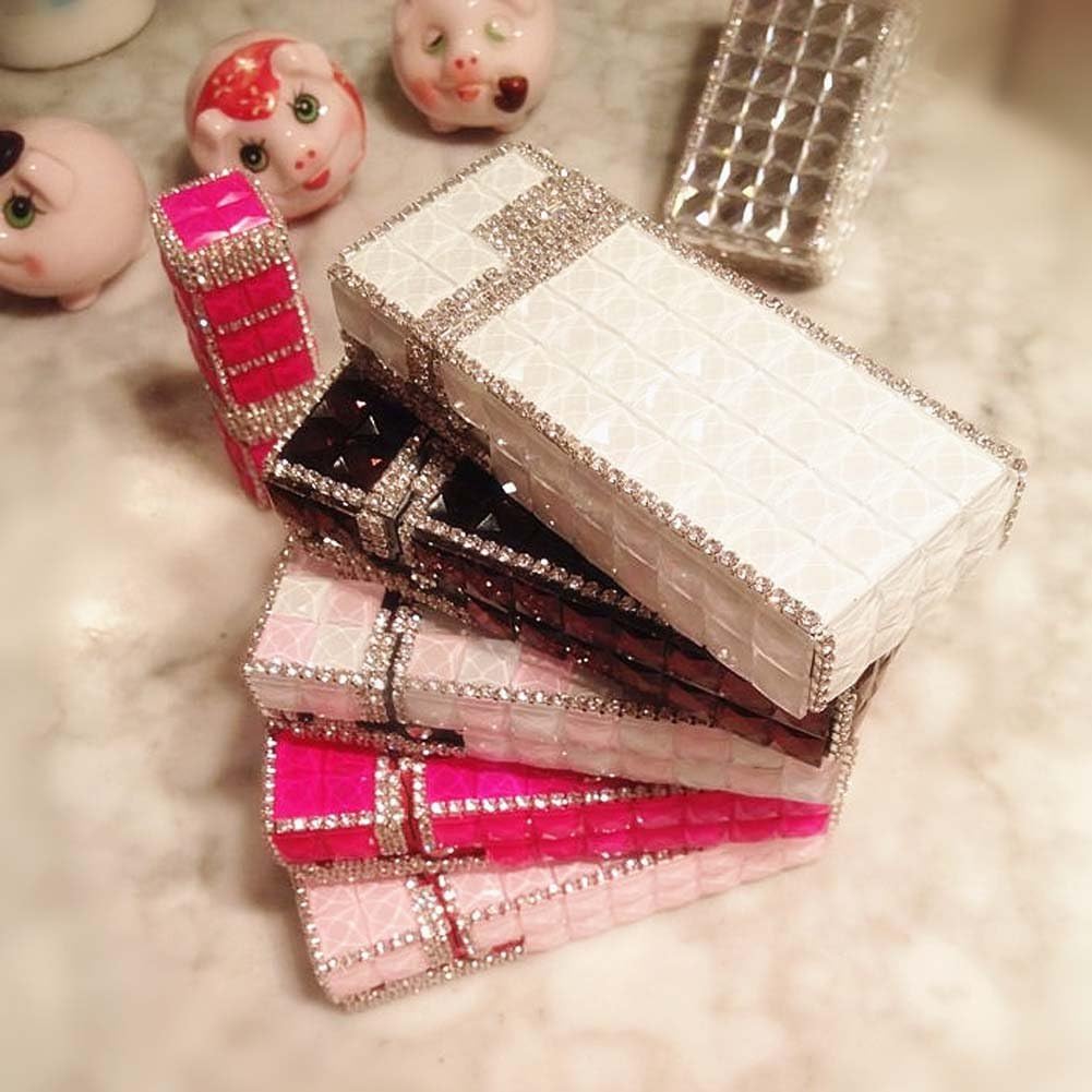 Handmade Double Rhinestone Cigarette Case Women Cigarette Holder Box