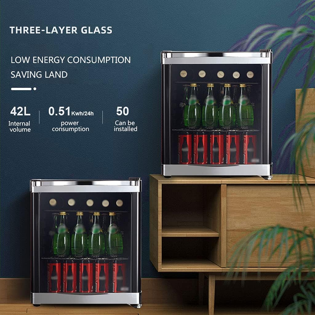 50 Bottle Wine Cooler Refrigerator- Freestanding Wine Cellar 42L Refrigerated Volume Mechanical Temperature Control 3-Layer Glass Door 5 Levels 0-10°C 0.51Kwh/24h Mini Fridge