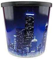 Vista 5 de Signature Popcorn - Cubo de plástico reutilizable gourmet de 1 galón Blue Chicago Skyline - Palomitas de maíz de queso cheddar - Regalo