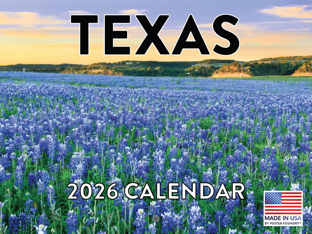 Texas Calendar 2026 Monthly Wall Calender 12 Month | American Made In The USA — image 1