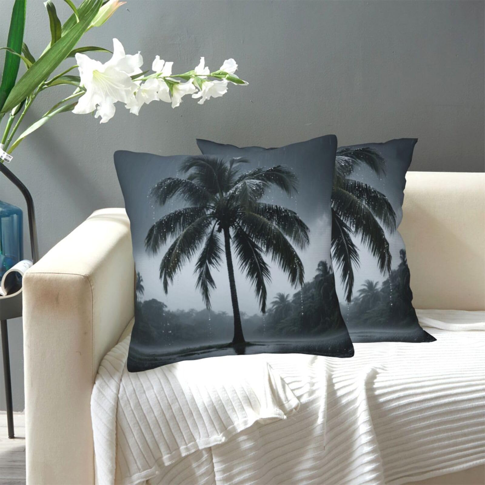 FekiLoot Decorative Throw Pillow Covers Modern Farmhouse Pillowcase Double Sided Cozy Cushion Cover for Sofa Couch Bed 20"X20" Plam Tree