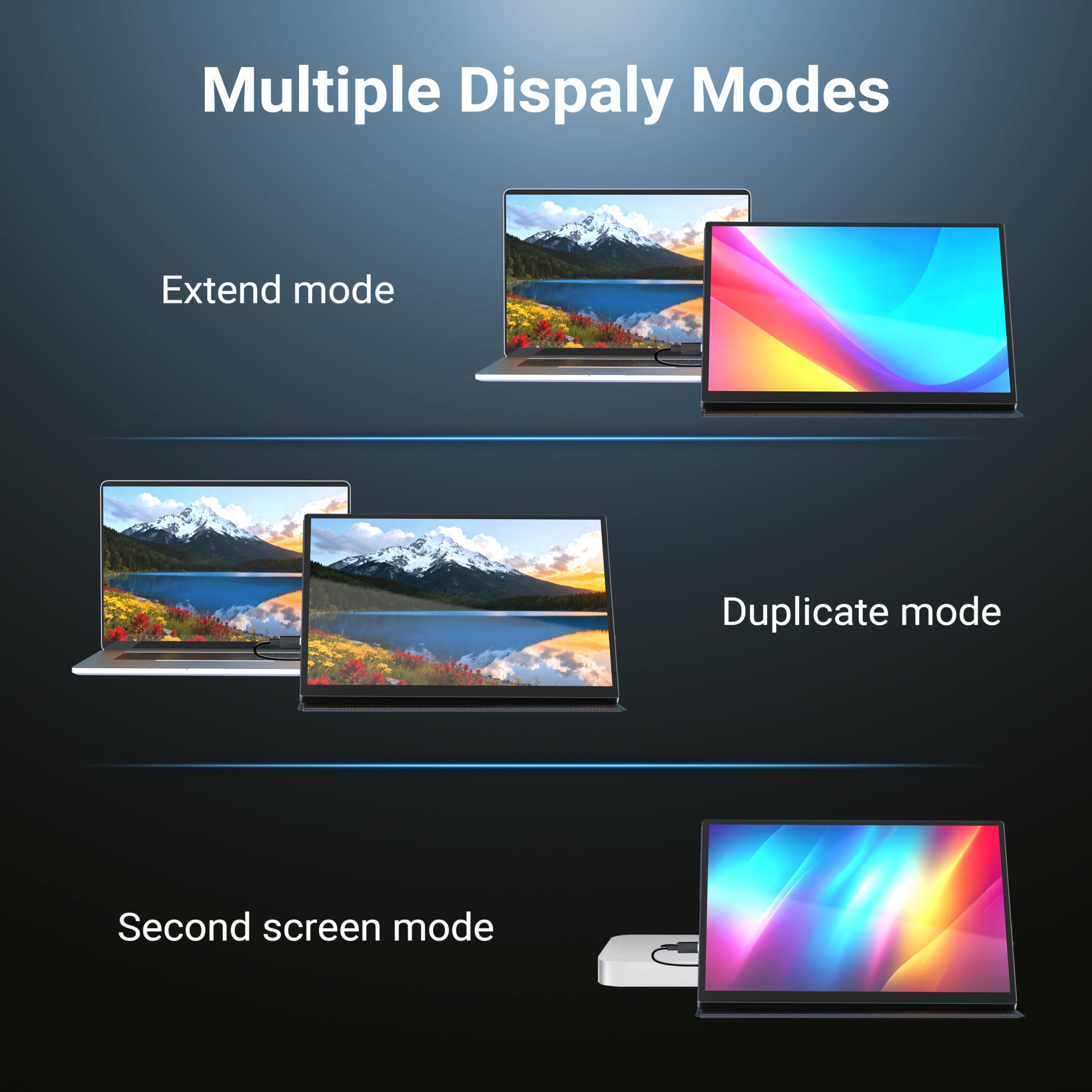 MINIX SF10T przenośny monitor 10,5 cali z ekranem dotykowym, monitor IPS 178° szeroki kąt widzenia/wbudowany dwa głośniki niska emisja światła niebieskiego/HDR chroniący oczy, zewnętrzny ekran z