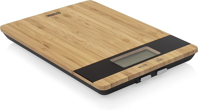 Princess 492944 Pure Kitchen Scale, 5kg Capacity, Battery Powered, Bamboo