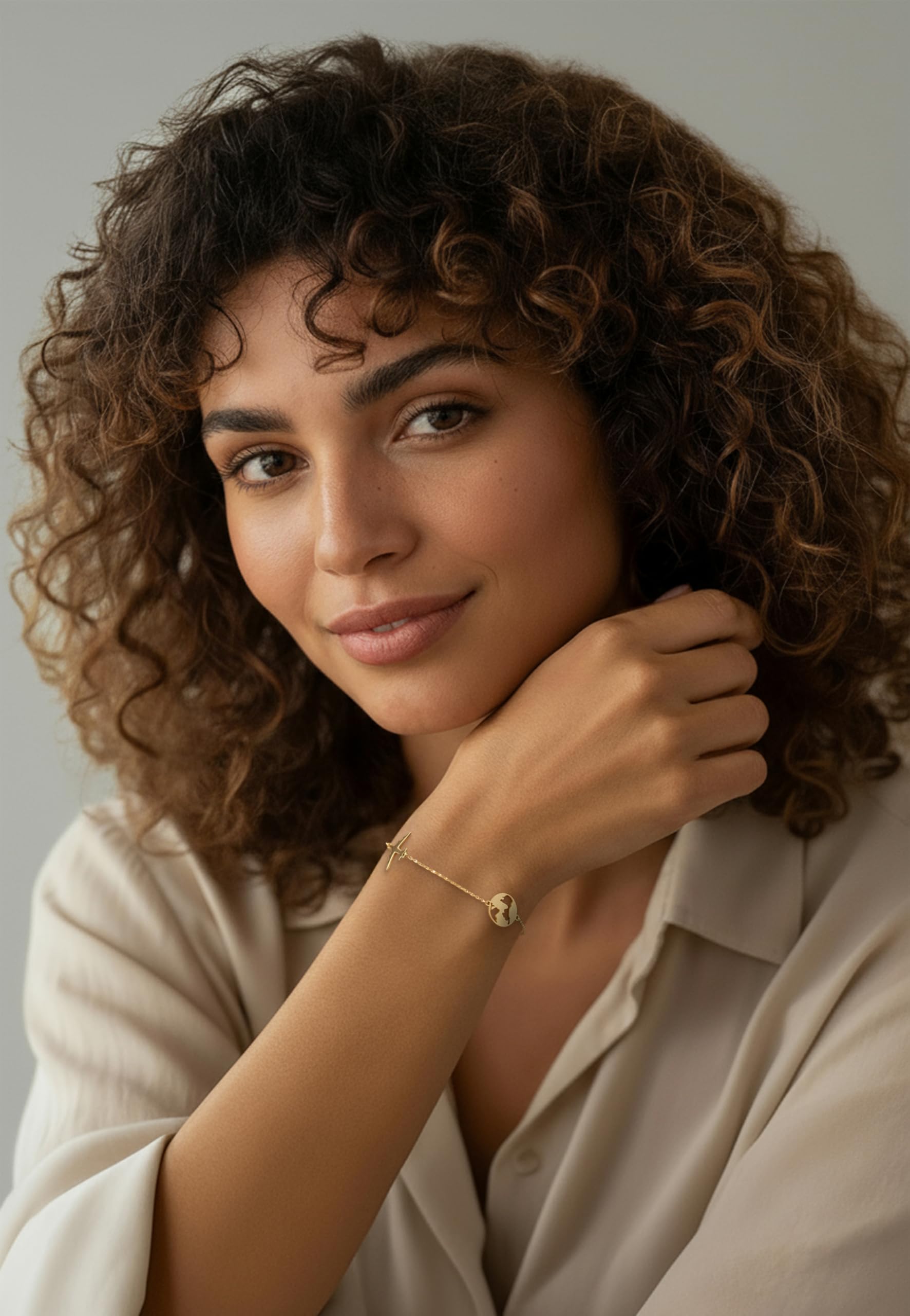 Sofia Milani - Pulsera para Mujeres en Plata de Ley 925 - Colgante de Mapa del Mundo y Avión