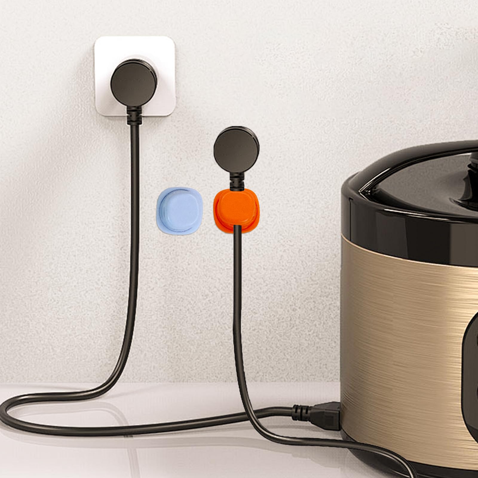 Confezione da 12 Organizzatore per cavi magnetico, gestione dei cavi adesiva, Picozon organizzatore per cavi USB per telefono per casa, ufficio, parete, comodino e auto - Bianco