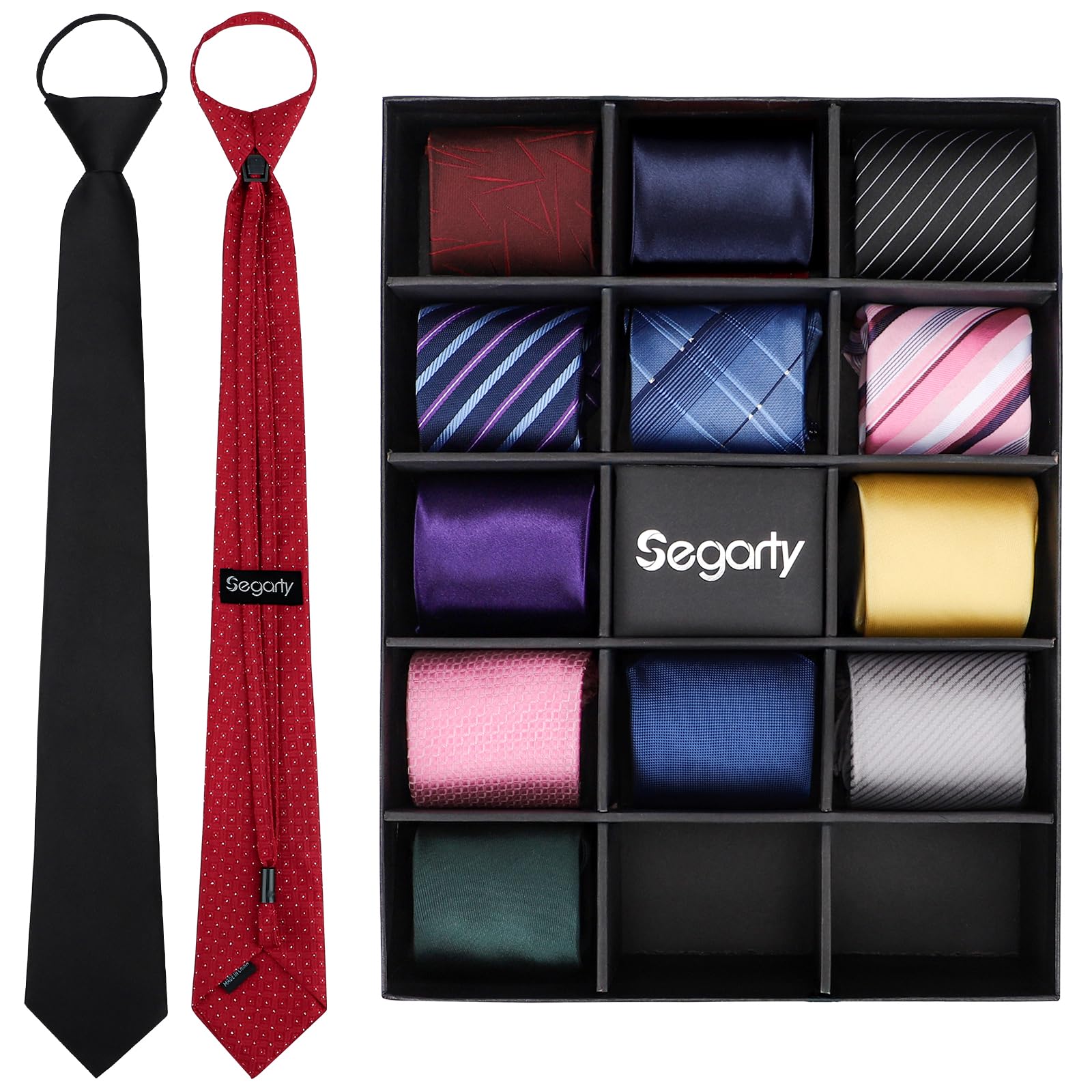 Segarty Neckties for Men, 14 PCS Classic Assorted Jacquard Neck Tie, Men's Pretied Ties Set for Formal Business Wedding