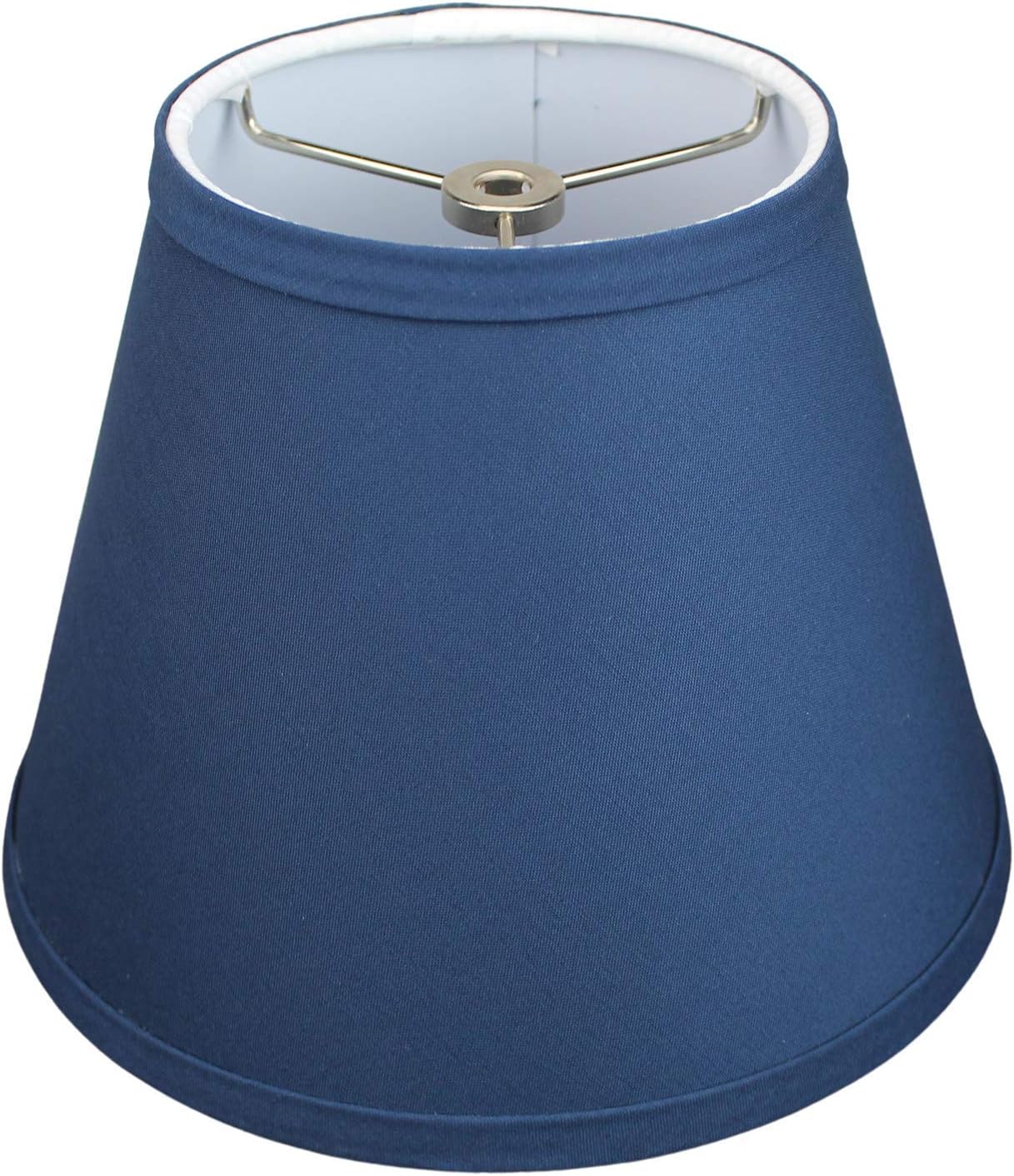 FenchelShades.com Lampshade 5" Top Diameter x 9" Bottom Diameter x 7" Slant Height with Washer (Spider) Attachment for Lamps with a Harp (Linen Navy Blue)