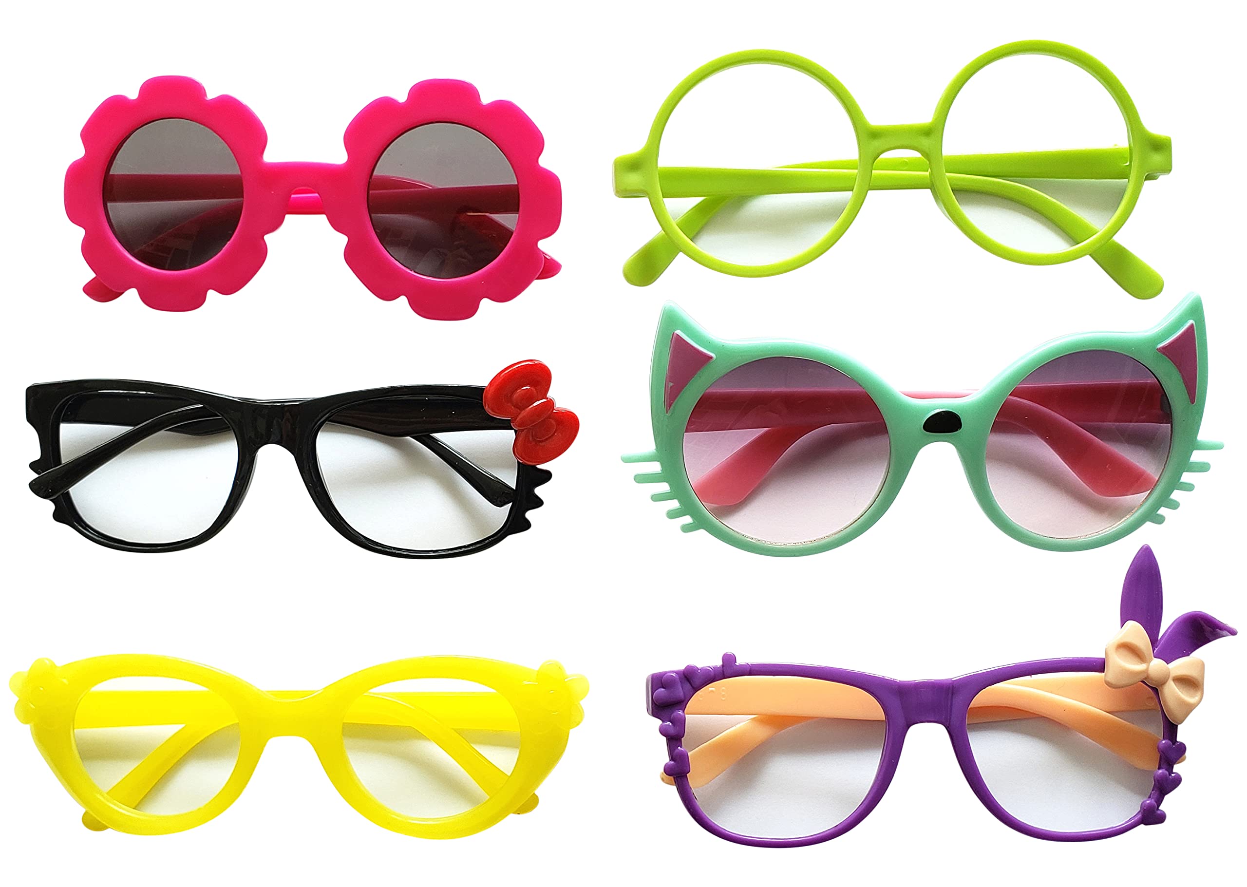 CRB FashionGlasses For Children Kids Boys Girls Stylish Cute Frame Without Lenses, Pack of 6 (Combo #2)