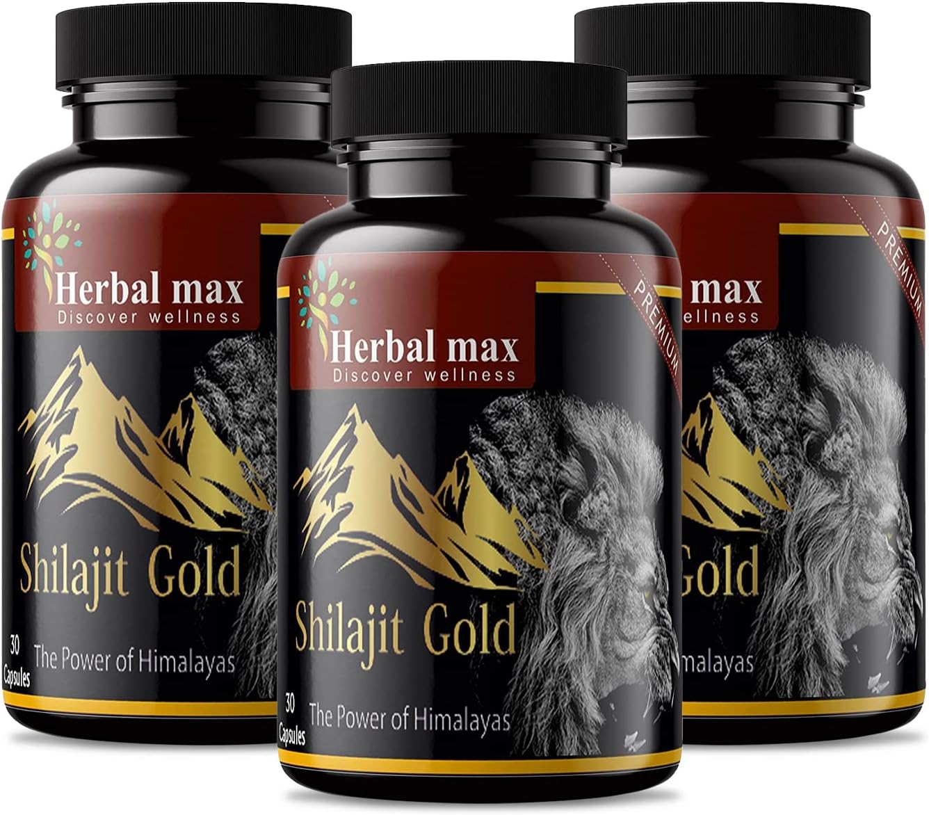 Herbal max Himalayas Shilajit Gold Extract 800 Mg - 30 Capsule For Men & Women (Pack of 3)