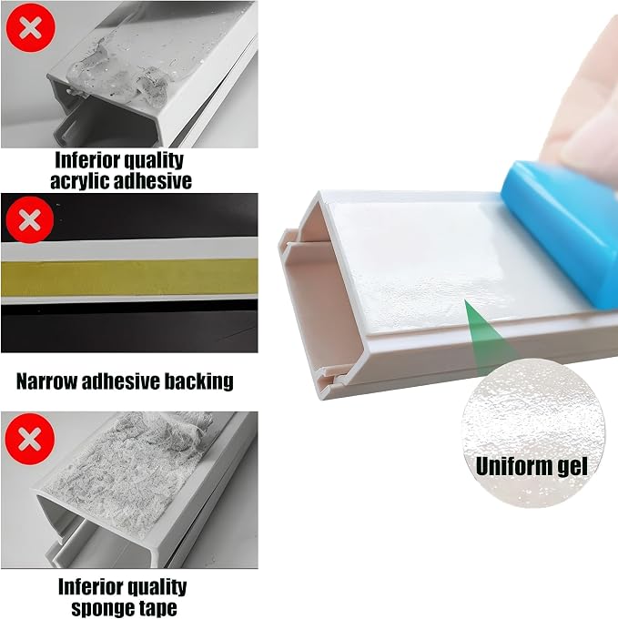 Kit de canaleta para cables pintable y autoadhesiva sin perforación, cubierta para cables de pared para TV, organizador de cables para hogar y oficina (Ancho 0,95 pulg × Alto 0,47 pulg × Largo 68 pulg) miniatura 6
