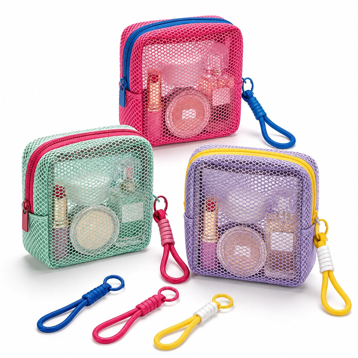 6-Piece Mesh Pouch, Small Pouch, Lipstick, for Toiletries Daily Essentials-image-39