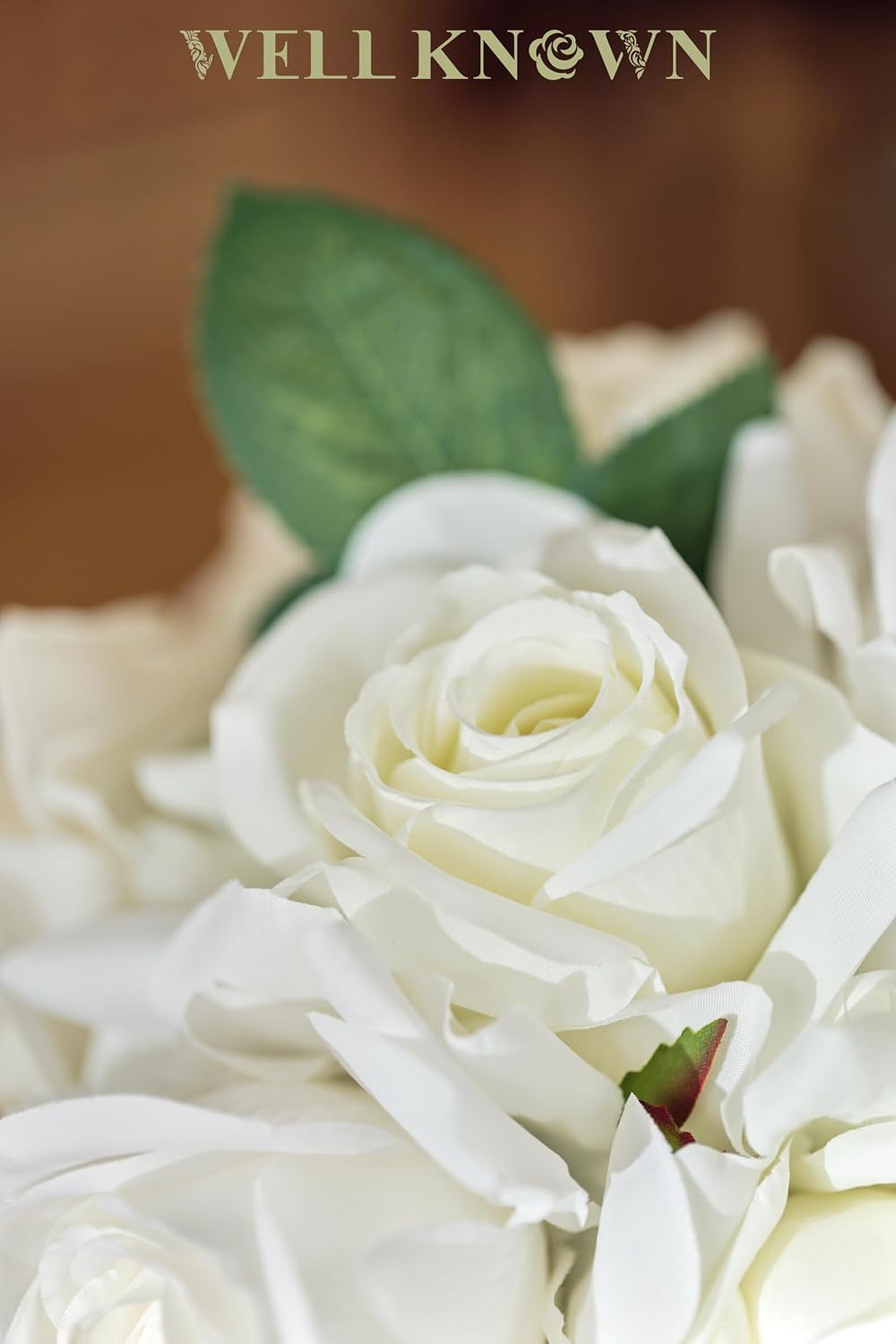 WELL KNOWN Artificial Flowers with Vase, Silk Rose Artificial Flowers Table Centerpieces with Faux Water for Home Decoration Fake Roses Flower Arrangements for Table Decor (White&Green) - Image 6