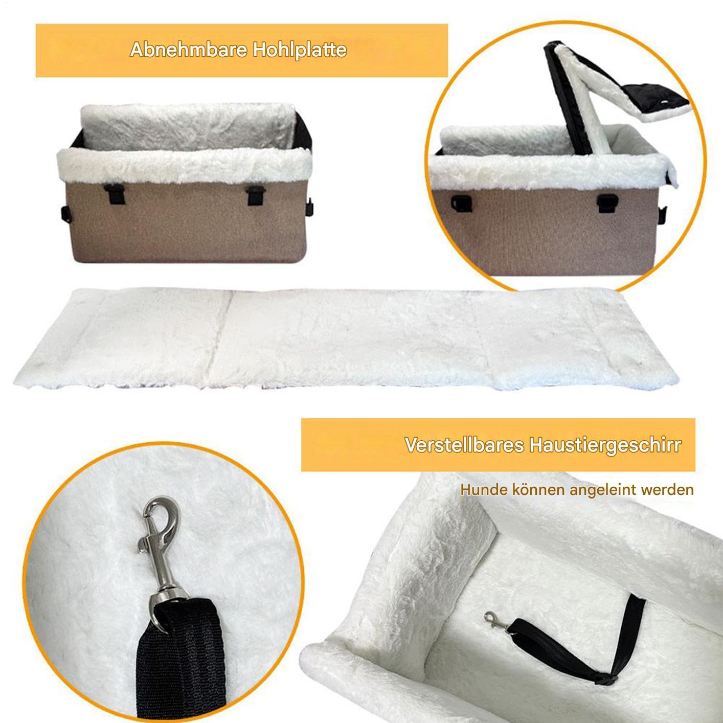 Asiento De Perro Para Consola Central Transportín cama para cachorros y | Suave Asiento Coche Portátil Para Cachorros Con Hebilla Seguridad Accesorio Viaje Coche Interior Exterior y Golf