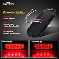 Vista 5 de Partsam 2 piezas de luces LED de 6" ovaladas cromadas para camión con remolque, rojas, 10 LED, montaje en superficie, luces traseras de parada, giro