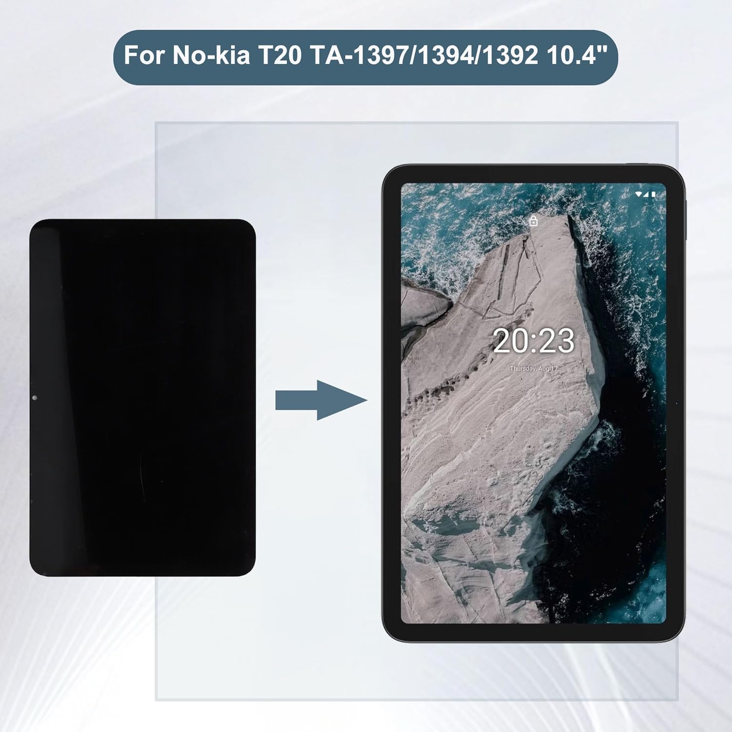 Replacement LCD Display Touch Screen Digitizer Assembly Compatible with Nokia T20 TA-1397/1394/1392 10.4" with Tools（Black）