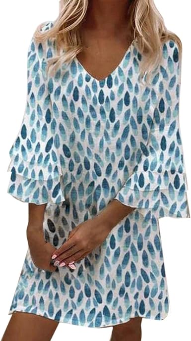Amazon.com: XCWER Vestidos semi formales para mujer, vestido con volantes  en capas, manga trompeta de tres cuartos, vestido largo a la moda, ropa de  club : Ropa, Zapatos y Joyería