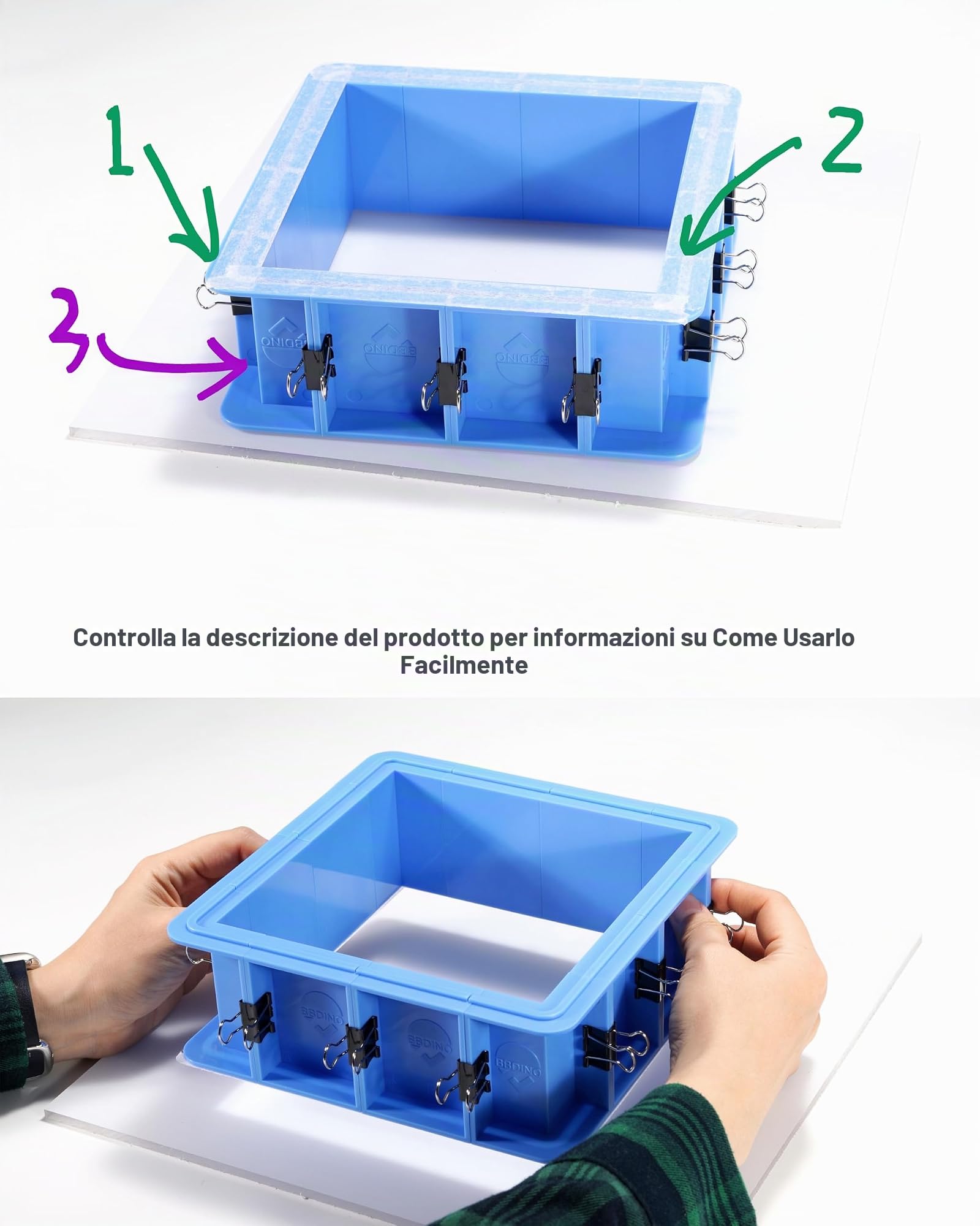 BBDINO Set di 2 stampi in silicone regolabili per realizzare stampi in silicone | Scatola facile da staccare, combinazione libera e scalabile, ideale per stampi in silicone/sapone/cera
