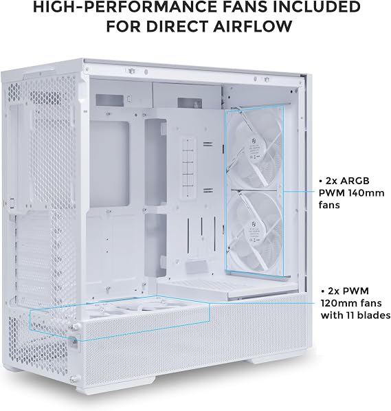 Lian Li Lancool 207 Mid-Tower Case | Premium ATX/mATX Gaming PC Case | Tempered Glass | Optimal Airflow White Case