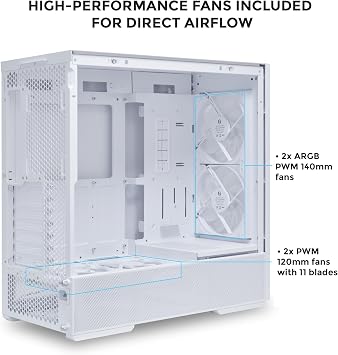 Lian Li Lancool 207 Mid-Tower Case | Premium ATX/mATX Gaming PC Case | Tempered Glass | Optimal Airflow White Case