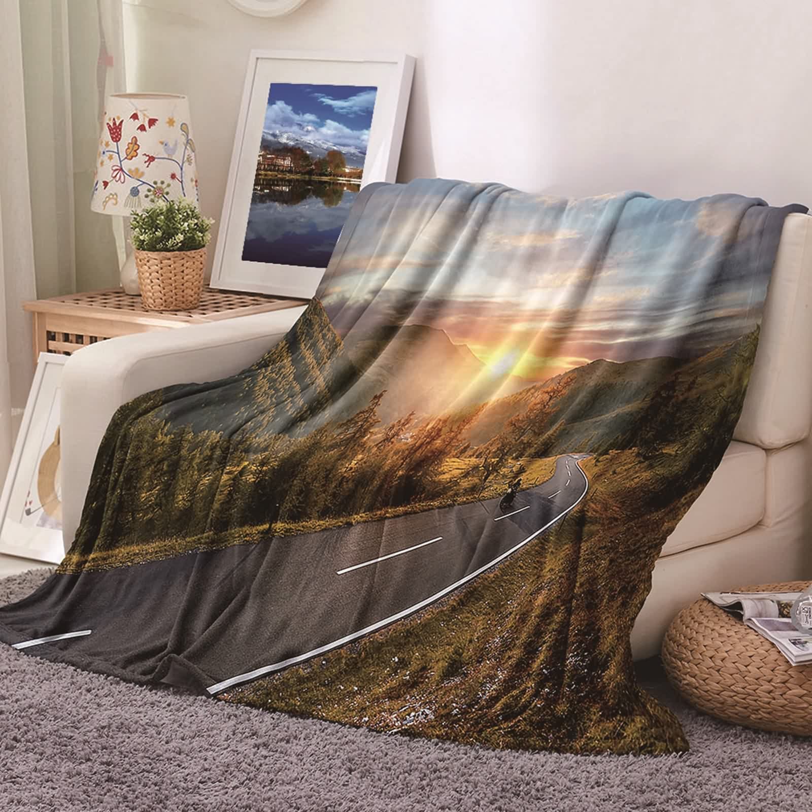 Couverture polaire douce en flanelle isolante au design imprimé
