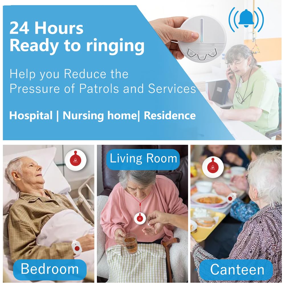Wireless Caregiver Pager Call Button Personal Alert Pager Smart Nurse Call System für Home/Patients/Elderly/ Seniors (C)