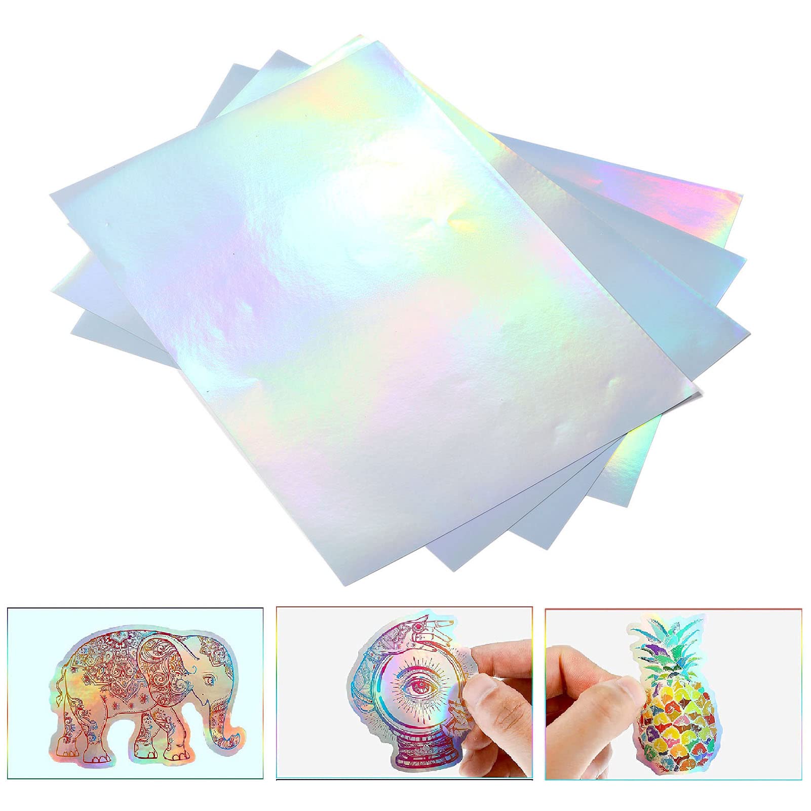 22 Fogli di Carta Adesiva Olografica Formato A4 8 X 12 Pollici Impermeabile Si Asciuga Rapidamente Carta Adesiva Stick Olografica Stampabile per Stampanti a Getto D'inchiostro