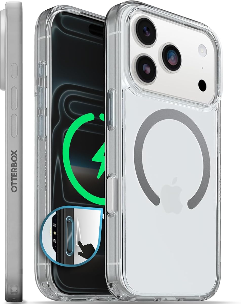 OtterBox iPhone 17 Pro – Symmetry Series Slim MagSafe Case - Clear | 3X Military Drop Protection - Slim Pocket-Friendly - Raised Edges - Anchor points - Camera Control - Non-Retail Packaging