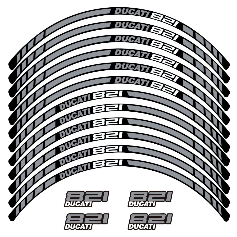 Kit autocollants jante moto Ducati 821 stickers roues strips décoration