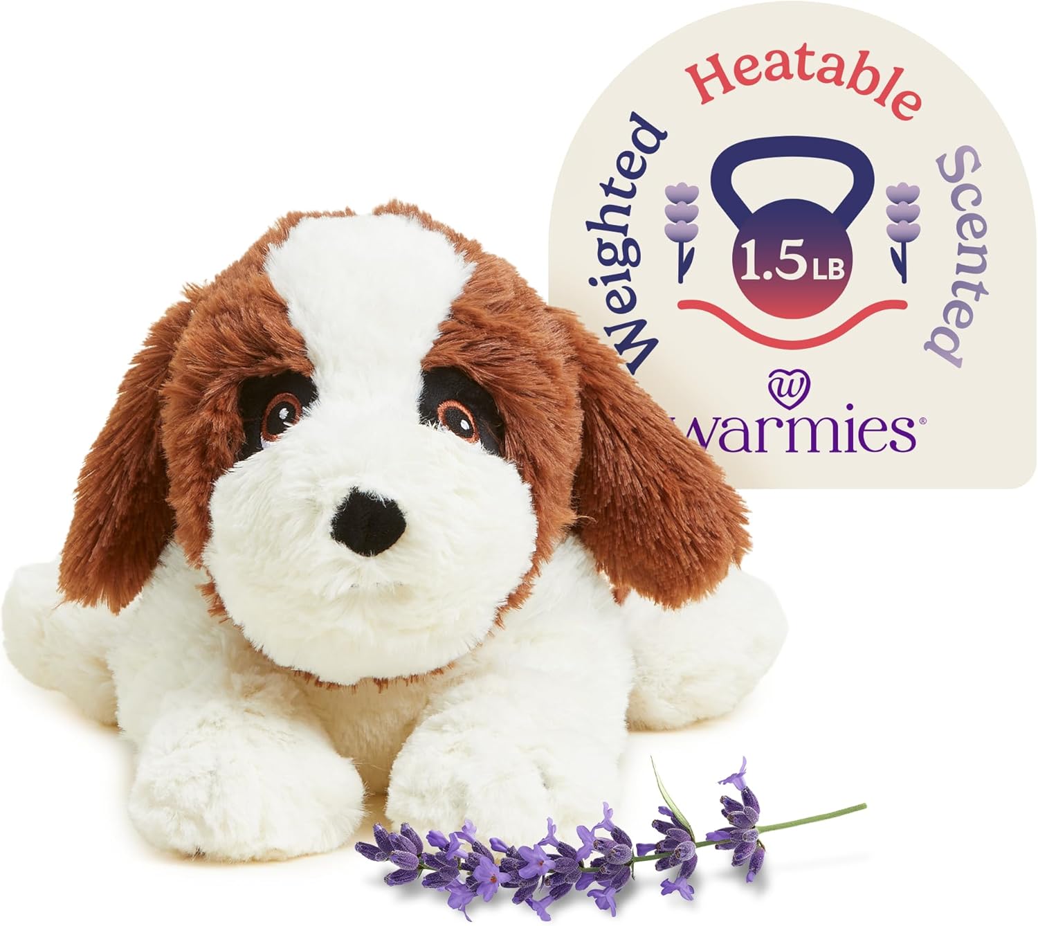 warmies Microwavable & Weighted Stuffed Animals, St Bernard - Microwave Heat & Lavender Scent Dog Plush - Weighted Grain Fill Animal Plushies for Adults & Children (Boys, Girls, Babies & Toddlers)